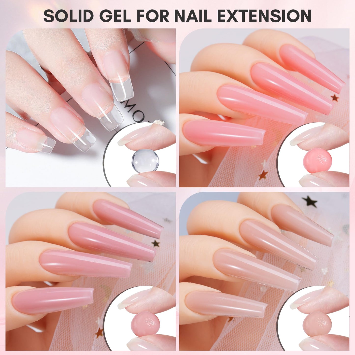 Makartt Clear Gel Builder Kit: Self-Levelling, Long Lasting Extension Hard Gels for Strengthener, Broken Nails Repair Gel Kit with Paper Forms, Dual forms, Nail File and Dual-End Brush 1.06 oz