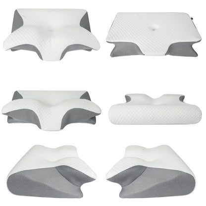 HOMCA Memory Foam Cervical Pillow, 2 in 1 Ergonomic Contour Orthopedic Pillow for Neck Pain, Contoured Support Pillows for Side Back Stomach Sleepers