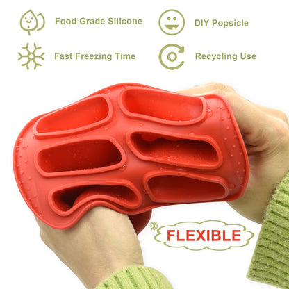 Bongpuda 6 Pieces Silicone Popsicle Molds,Easy-Release Bpa-Free,Ice Pop Mold Ice Cream Molds For Kids,With 50 Pcs Popsicle Sticks+Cleaning Brush(Red)