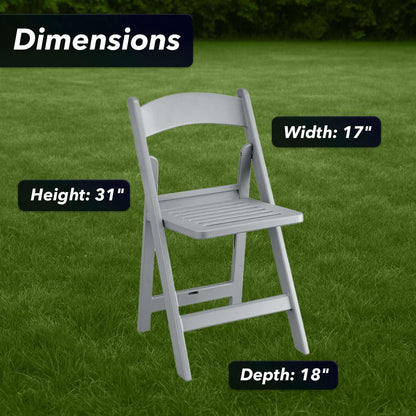 Zedfire Set of 8, Gray Resin Folding Chairs with Slatted Seat, Commercial Event Chairs, Foldable Chair for for Party, Wedding, Picnic, Indoor/Outdoor use