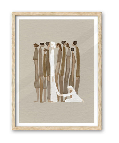 iHery Natural OAK Wood Jesus and Peter Walk on Water Framed Wall Art, 12x16 in Modern Sketch Bible Verses Canvas Art Decor, Beige Logs Boho Scripture 1Pack for Living Room Bedroom