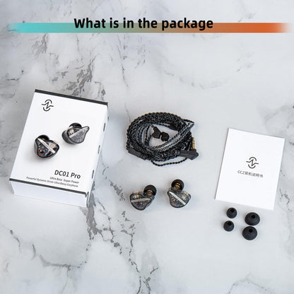 CCZ DC01 Pro in Ear Monitor Headphones, iems for Gaming, Professional Gaming Earbuds Super Bass Wired Earphones with 1DD, Patent Ear fins, Ear tips, for Singers Musicians Podcaster (black without mic)