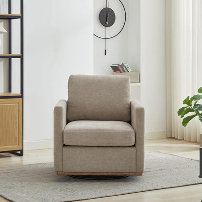 KEIKI 360° Swivel Club Chair with Backrest Pillow, Accent Square Single-seat Armchair Upholstered Sofa for Reading, Nursery, Living Room, Bedroom, Lounge, Hotel