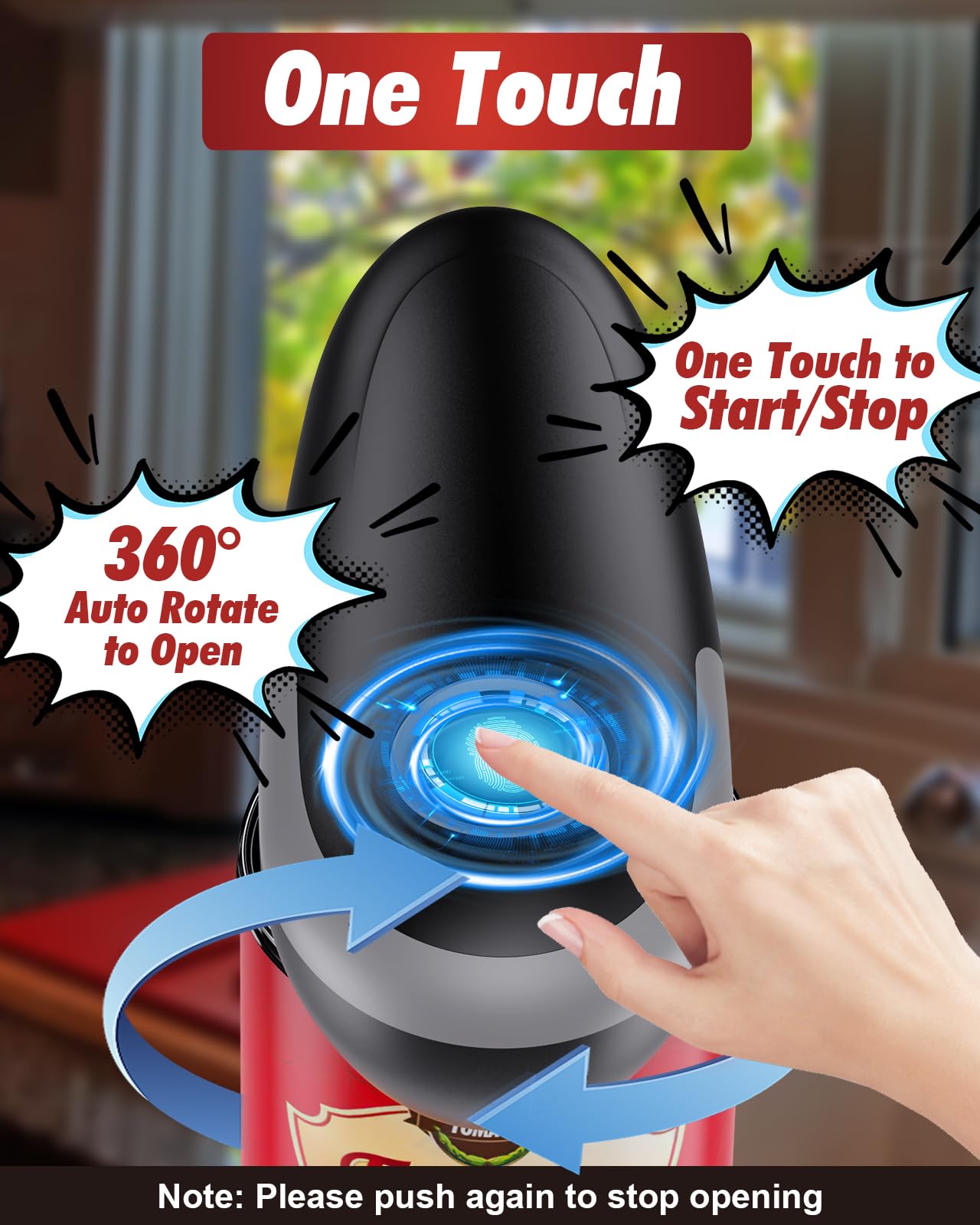 One Touch Electric Can Opener Fits All Can Sizes, Kitchen Gadgets Battery Operated Can Openers for Seniors, Arthritis and Chef