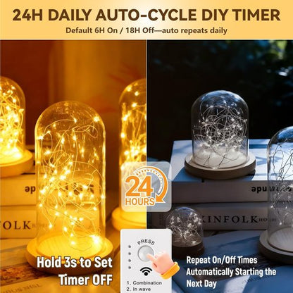 HXWEIYE Rechargeable Fairy Lights - 16FT 50LED Twinkle String Lights | 8 Modes & DIY Timer for Indoor Decor