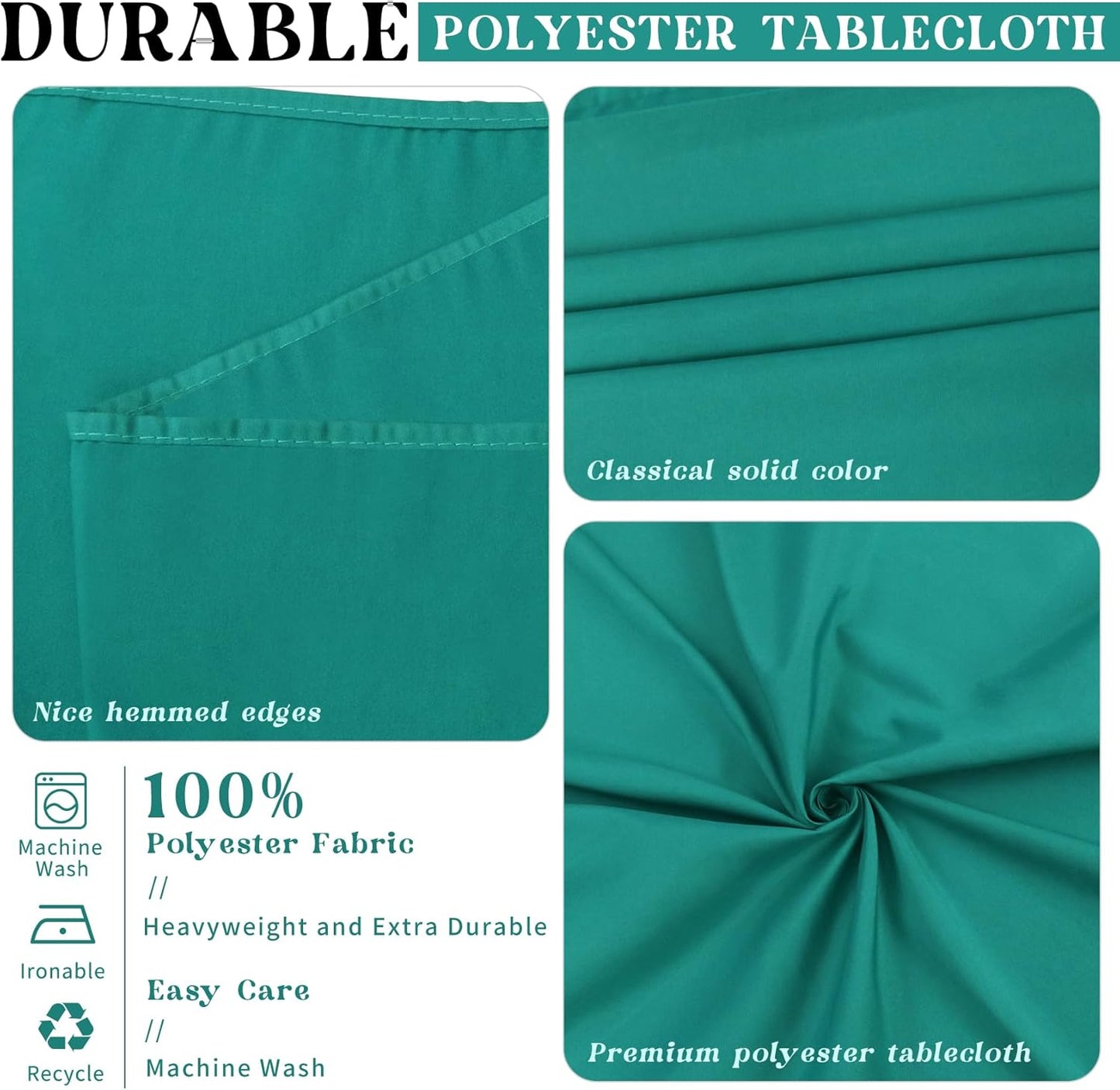 4 Pack 6 72 30 Inch Fitted Table Covers for Foot Tables - x Rectangle Table Cloth for Folding Tables Polyester Fabric