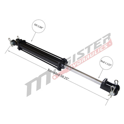 Magister Hydraulics Double Acting Hydraulic Cylinder - AG Tie-Rod Hydraulic Cylinder 2500 PSI Agriculture Standard 2.5" bore 24" Stroke (2.5x24)