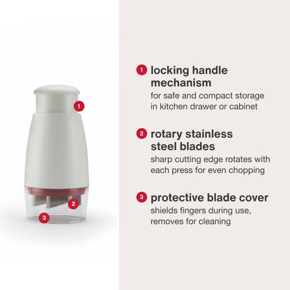 Zyliss Zick Zick Classic Food Chopper - Manual Food Chopper - Onion, Tomato & Vegetable Cutter - Stainless Steel & Dishwasher Safe Food Dicer - White, 9"- Zick Zick 2.0