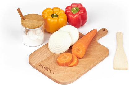 Individual Charcuterie Small Wood Cutting Board with Handle, 12.8 x 7.5 Inch (CB-001, Medium)