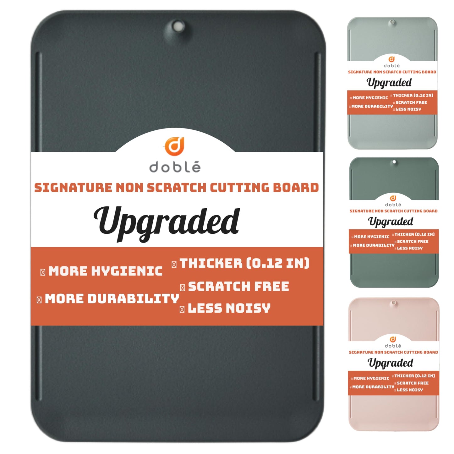 Premium Upgraded doblé Non-Scratch Flexible Cutting Board for Chopping, Scratch Free, Juice Grooves with Easy Grip Handle, Non-Slip Dishwasher Safe for Kitchen 9.3" x 13.7" (Deep Black)