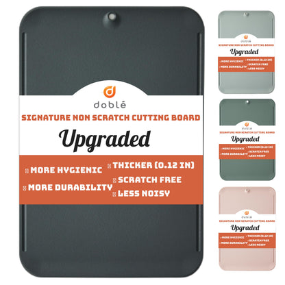 Premium Upgraded doblé Non-Scratch Flexible Cutting Board for Chopping, Scratch Free, Juice Grooves with Easy Grip Handle, Non-Slip Dishwasher Safe for Kitchen 9.3" x 13.7" (Deep Black)