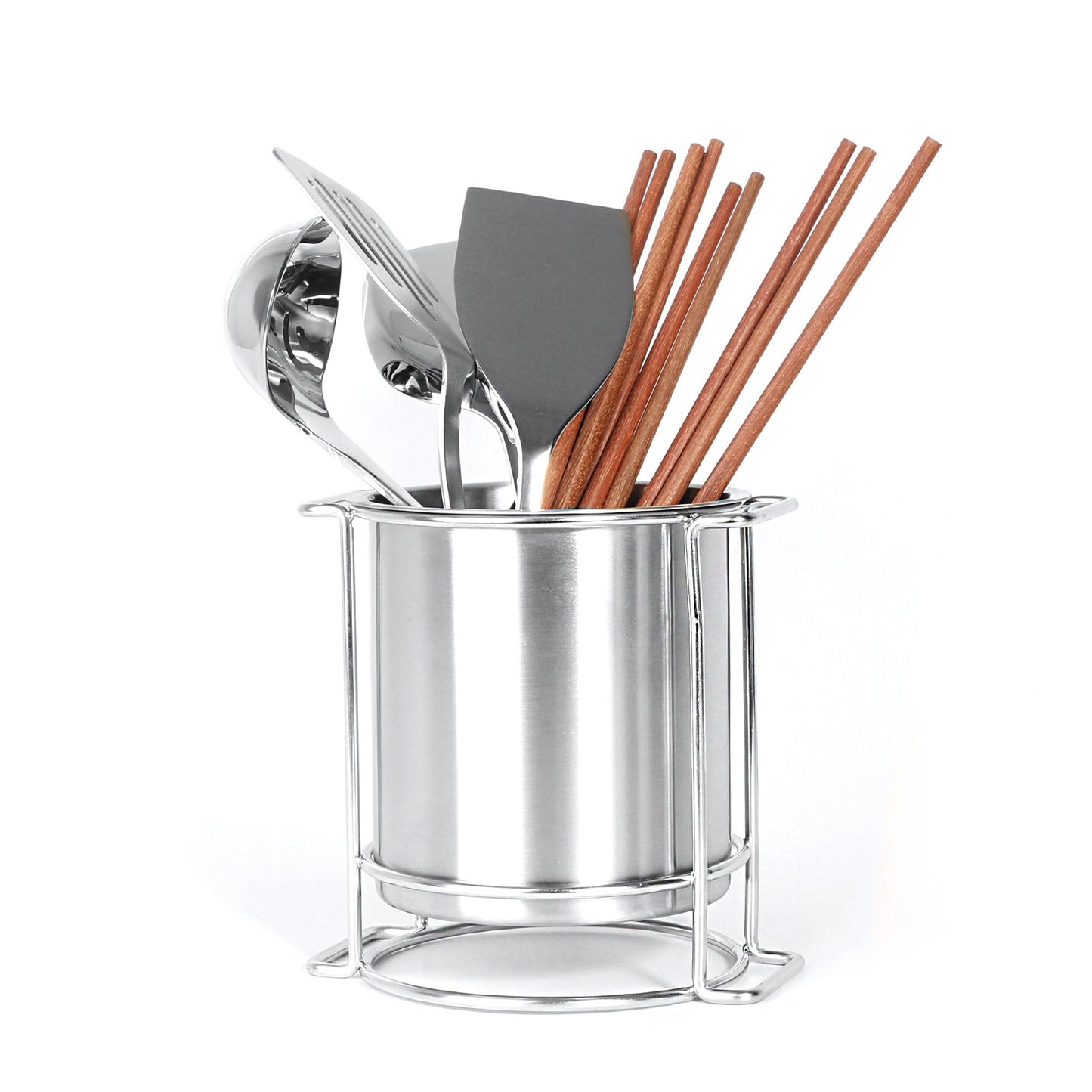 IMEEA Cutlery Holder SUS304 Stainless Steel, Utensil Drying Cup for Forks, Spoons, Knives and Chopsticks, Small Countertop Flatware Organizer
