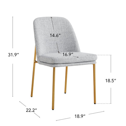 CHITA Modern Dining Chairs Set of 2, FSC Certified Metal Dining Chair for Dining Room, Light Gray