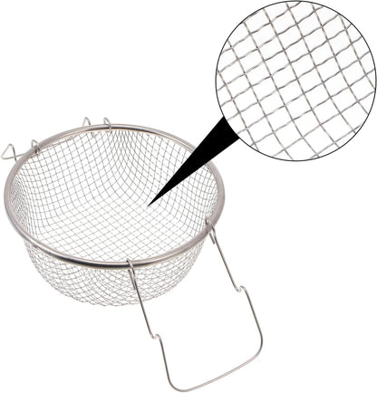 Potato Cooking Strainer, Stainless Steel Frying Basket, Foldable Colander for Steaming, Straining, Rinsing