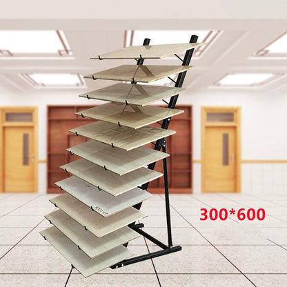 KOMFGT Metal Ceramic Tile Retail Display Rack,Wooden Floor Sample Holder Skirting Standing Slotted Flooring Display Shelf,Aluminum Gusset Skirting Sample Holder(Singleside11Pcs(Hook L305Mm))