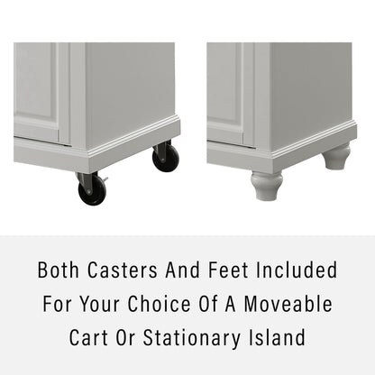 Crosley Furniture Cambridge Granite Top Small Portable Rolling Kitchen Island Storage Cart, Microwave Stand, White