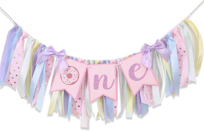 Agkvw 1st Donut High Chair Banner for Birthday - Sweet One Cake Smash Decorations, Grow Up Theme