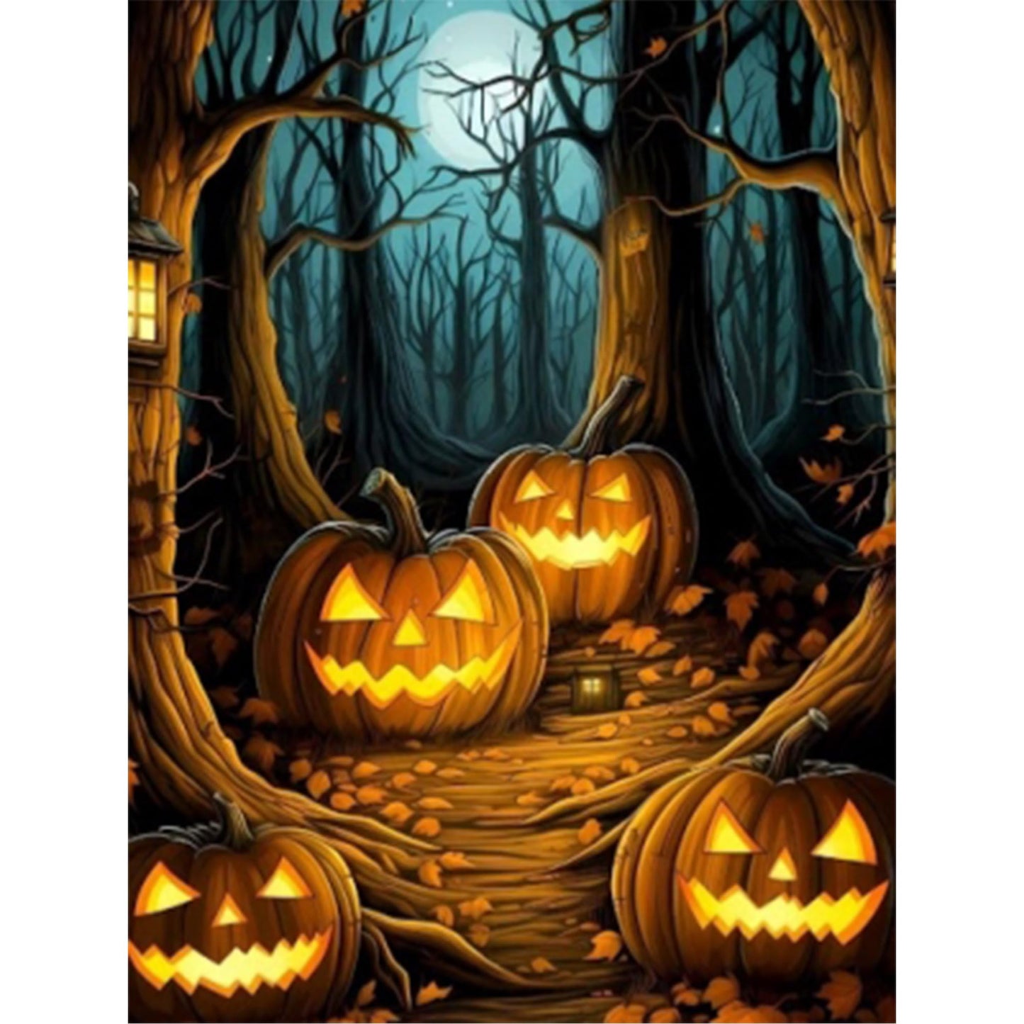 Huacan Diamond Painting Kits DIY Halloween Pumpkin Diamond Art Kits for Adults AB Full Square Drill Resin Beads Gem Art Kits for Home Wall Decor 11.81 * 15.74inch
