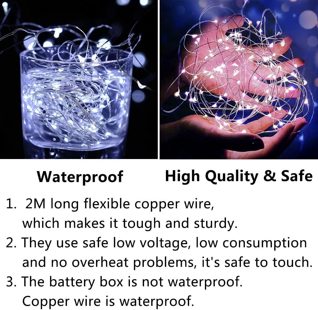24 Pack Lights7FT 20 Fairy Lights Battery Operated String Mini LEDs for Bedroom Party Birthday Wedding Indoor
