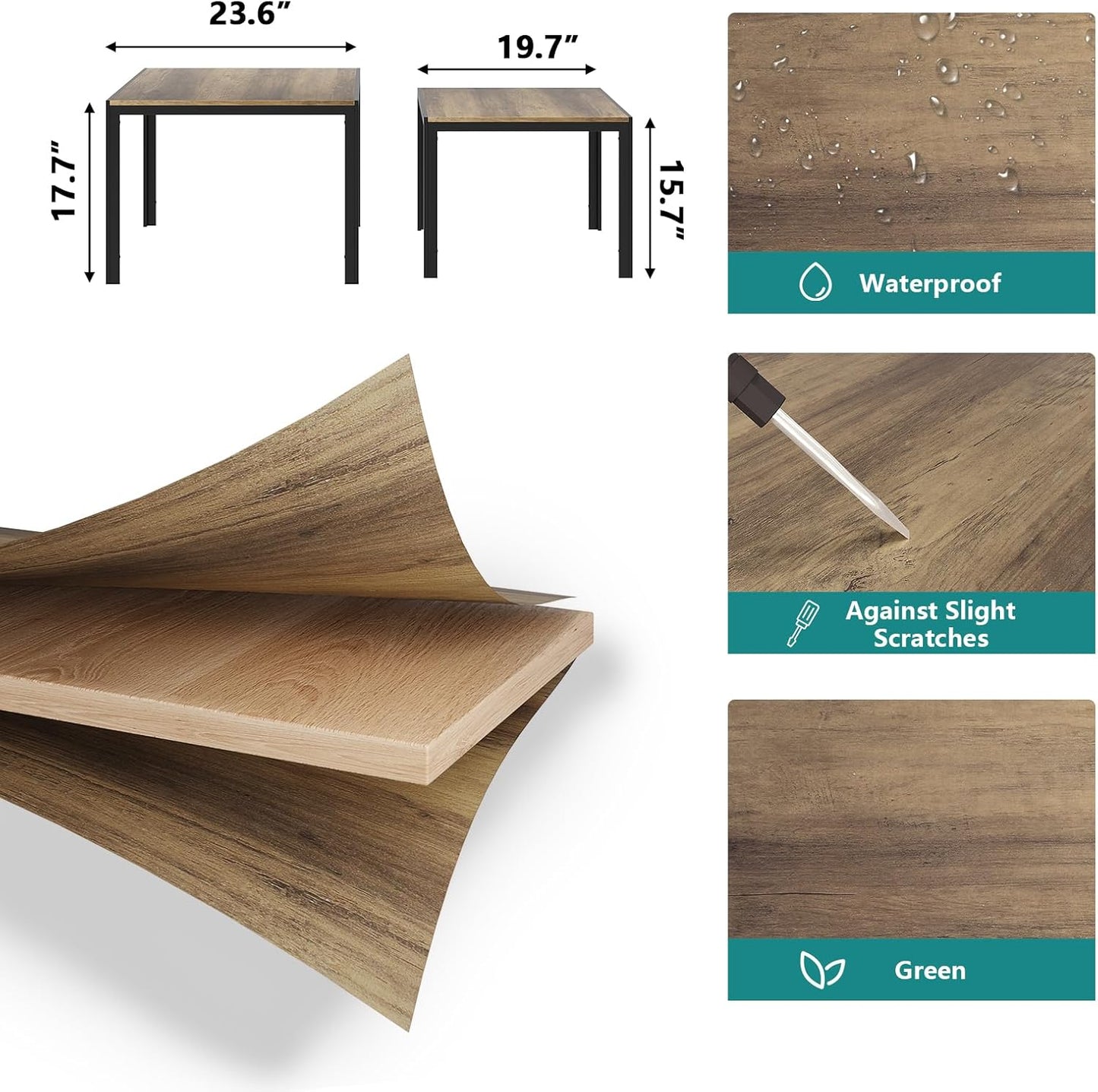 Set 2, Smuxee Nesting Coffee Table of Square Modern Stacking Table with Wood Finish, Industrial End Table Side Tables