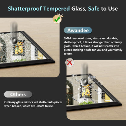 AWANDEE 72x32 Inch Black Bathroom Mirror for Wall, Beveled Framed Rectangle Bathroom Vanity Mirrors for Over Sink, Bedroom, Living Room, Entryway, Anti-Rust, HD Tempered Glass, Horizontally/Vertically