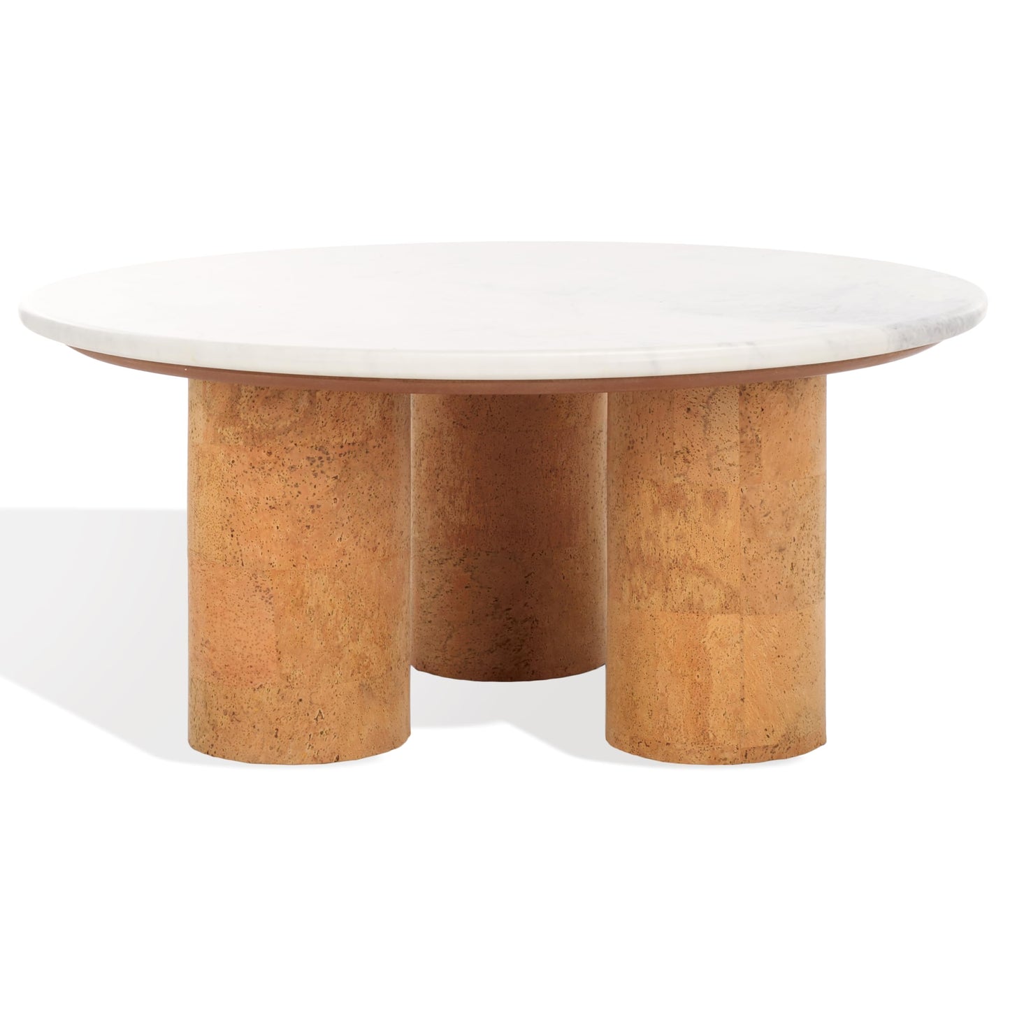 SAFAVIEH Couture Collection Marilynn White Marble/Cork 3-Leg Round Top Coffee Table