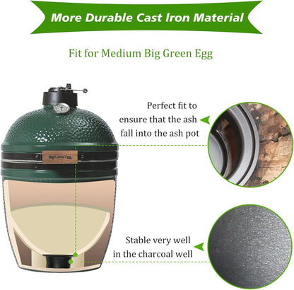 KAMaster Cast Iron Ash Can with Handle for Medium Big GreenEggs,Charcoal Ash Pot Green Egg Accessories Must