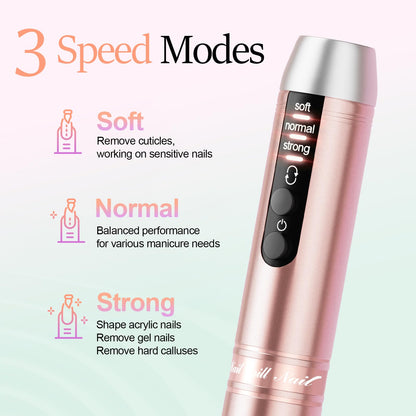 20000RPM Electric Nail Drill Compact Portable Efile Professional Manicure Pedicure Nail File Drill Kit for Acrylic, Gel Nails and Home Salon Use