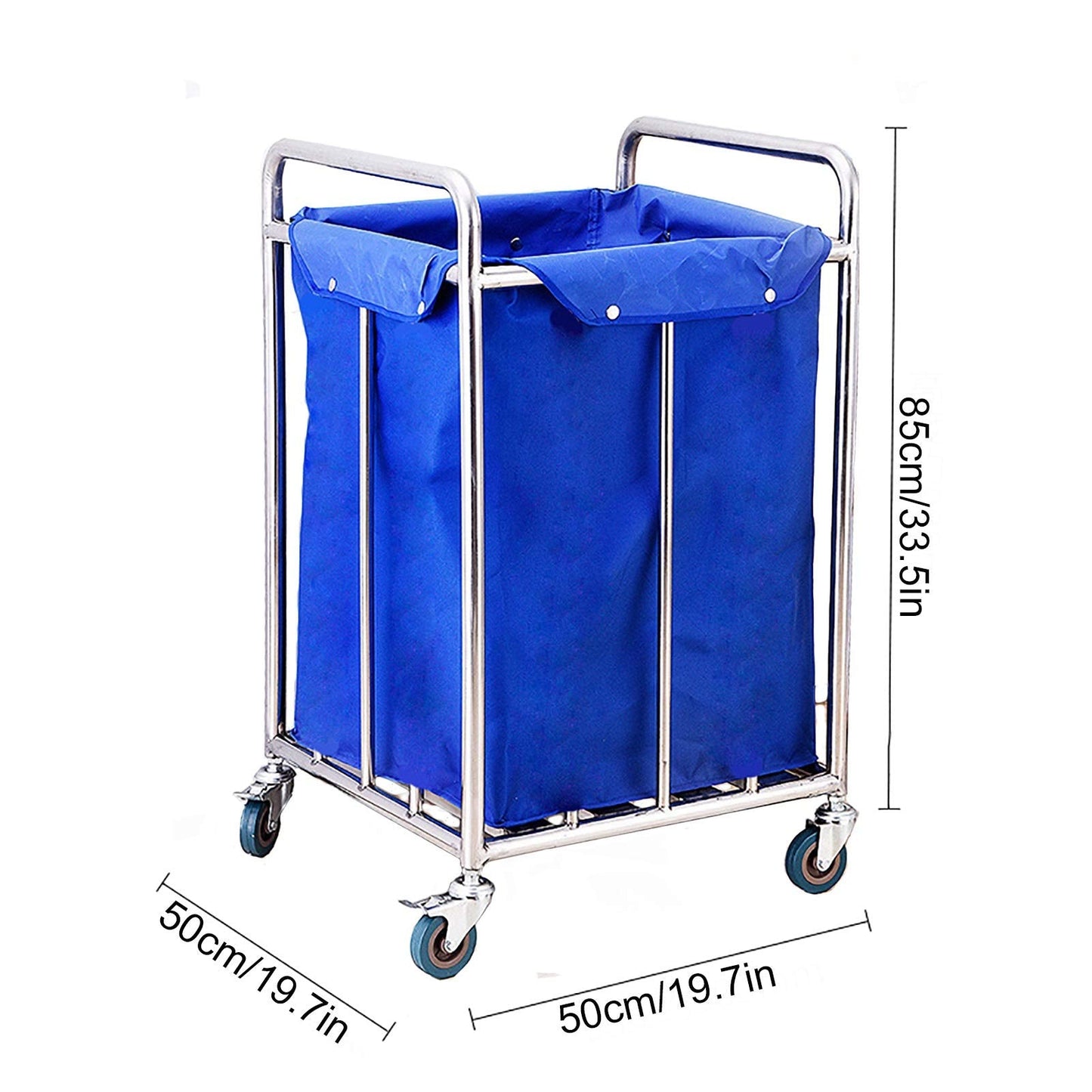Beauty Salon Cart Trolley Square Laundry Sorter Cart with Handle Commercial Rolling Laundry Sorter Cart Blue Heavy Duty Canvas Hamper for Hotel Trolleys