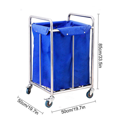 Beauty Salon Cart Trolley Square Laundry Sorter Cart with Handle Commercial Rolling Laundry Sorter Cart Blue Heavy Duty Canvas Hamper for Hotel Trolleys