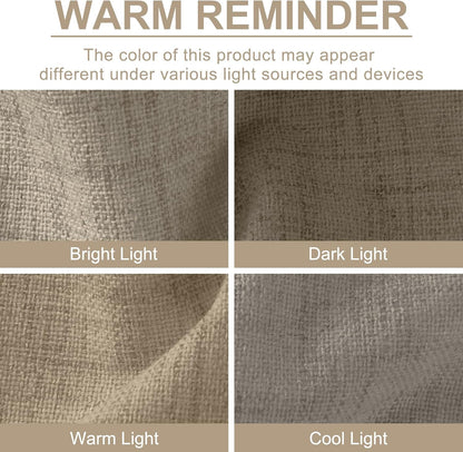 Skiennix 100% Blackout Linen Curtains - Thermal Insulated Drapes, 50" W x 63" L, 2 Panels Set
