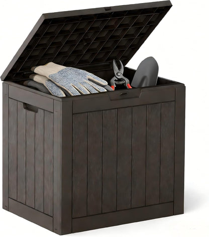 31 Package DUMOS Gallon Deck Box, Lockable Outside Storage Box for Outdoor Use, Outside Waterproof Resin Delivery Box
