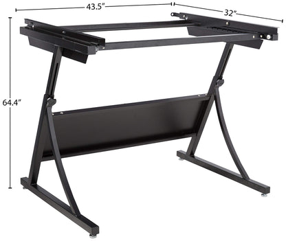Safco 3957 PlanMaster Height-Adjustable Drafting Table for use with 3948, 3951 Table Top (Sold Separately), Black