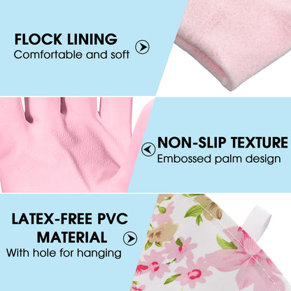 Mimorou 9 Pairs Household Dishwashing Rubber Gloves Long Cuff and Flock Lining Cleaning Gloves Reusable Waterproof