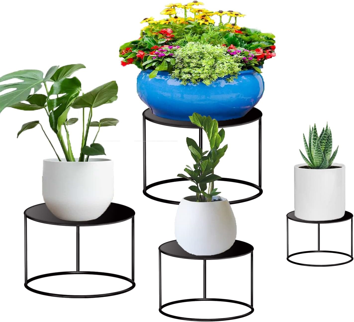 4 Pack Plant Stand Mid Century Modern Simple Small Plant Stand Indoor Outdoor for Heavy Plant Pots Multiple Height Size