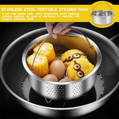 LNQ LUNIQI Stainless Steel Steamer Basket with Handle Rice Cooker Steaming Basket Metal Steamer Insert Steaming Rack for Rice Cooker Warmer Kitchen Cookware Silver（20cm）