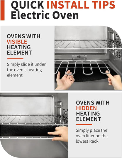 Skiennix Oven Liners - Heavy Duty Non-Stick Mats for Electric & Gas Ovens | 17x25" | BPA & PFOA Free, Dishwasher Safe, Black