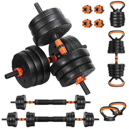 EDOSTORY Adjustable Dumbbell Set, 22/44/66/88lbs Free Weights, 4-in-1 Barbell & Kettlebell Set, Non-slip Handles, Fitness for Men & Women