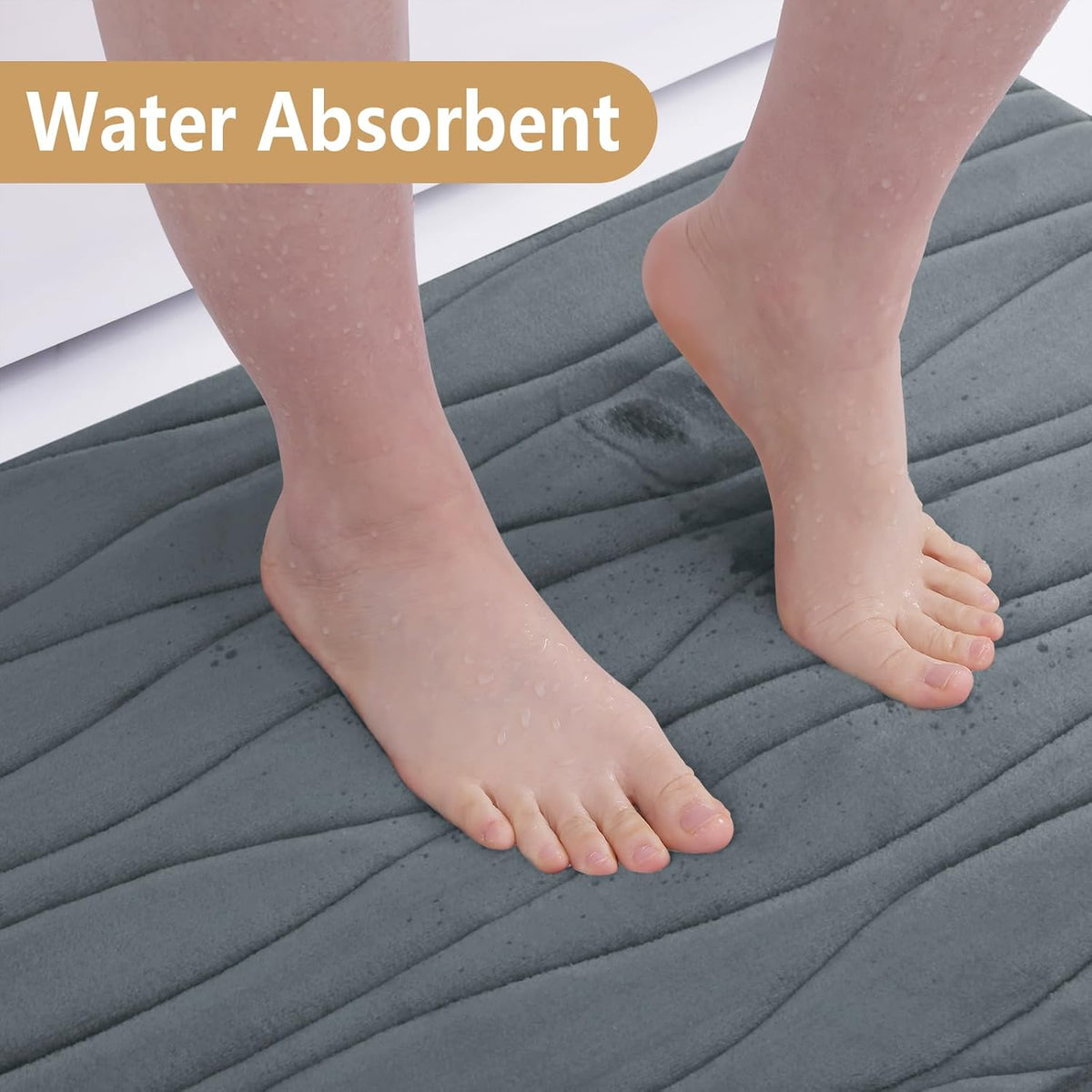 Buganda Memory Foam Bathroom Rug Mat 59x17 | Extra Soft Absorbent Non-Slip Machine Washable Bath Rugs