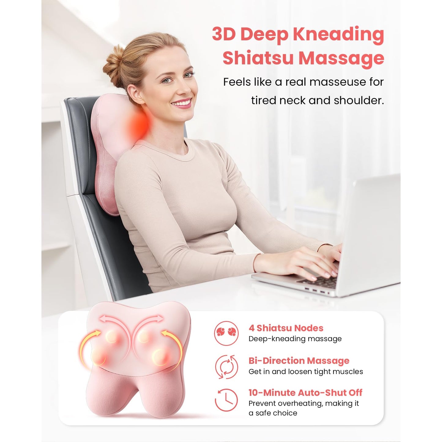 BOB AND BRAD Cordless Back Massager with Heat FSA Eligible HSA Eligible, Shiatsu Neck Massager for Pain Relief Deep Tissue, 3D Kneading Massage Pillow for Pain Relief, Birthday Gifts for Women Men