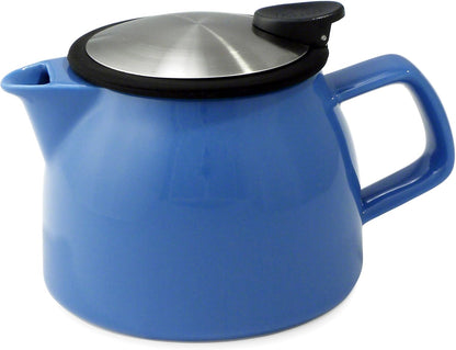 FORLIFE 16-Ounce, Bell Ceramic Teapot with Basket Infuser, Blue
