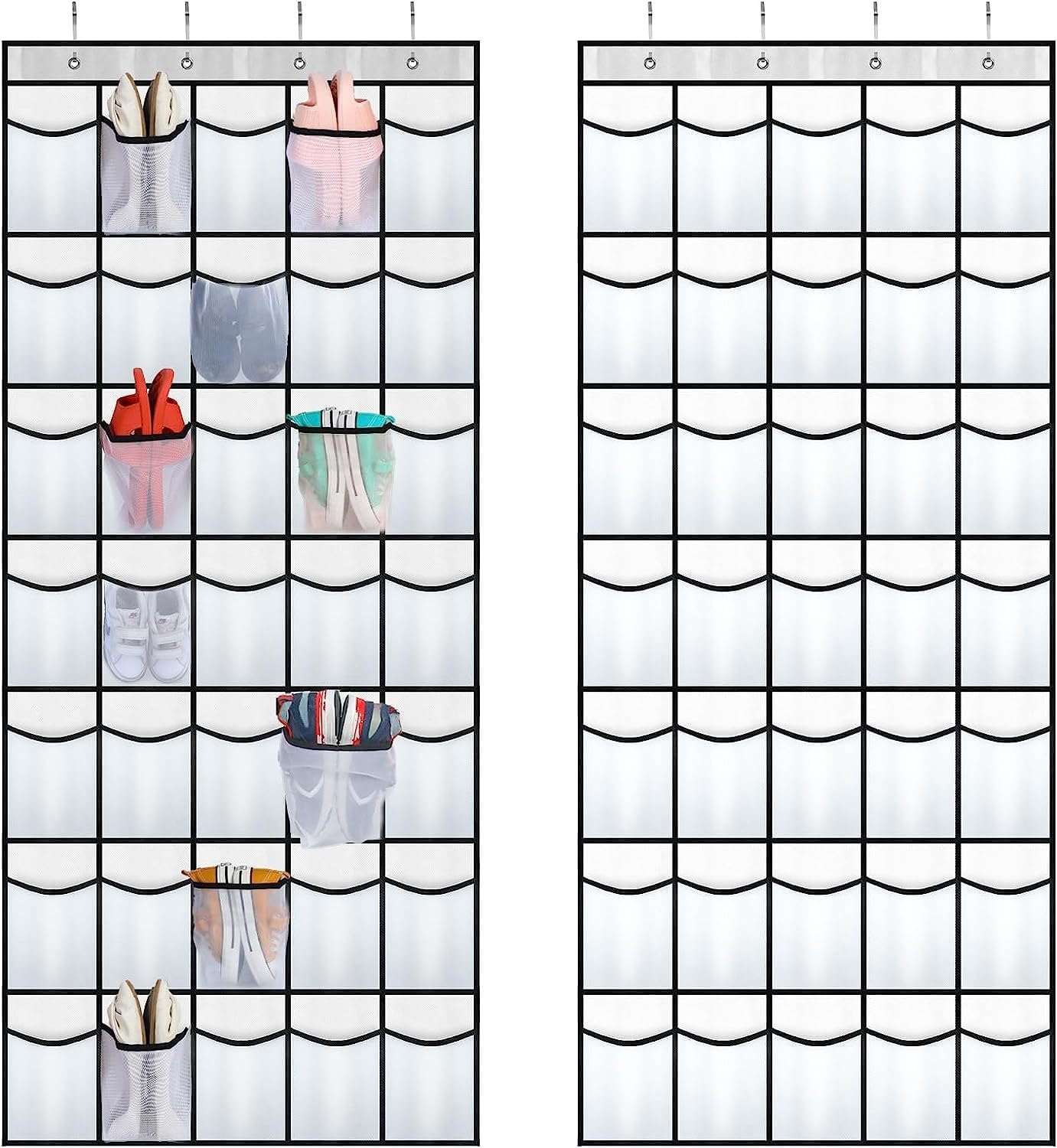 Fancial 28 Closet, 4 Large Pockets Over The Door Shoe Organizer, Hanging Shoe Organizer for Premium Clear Shoe Rack