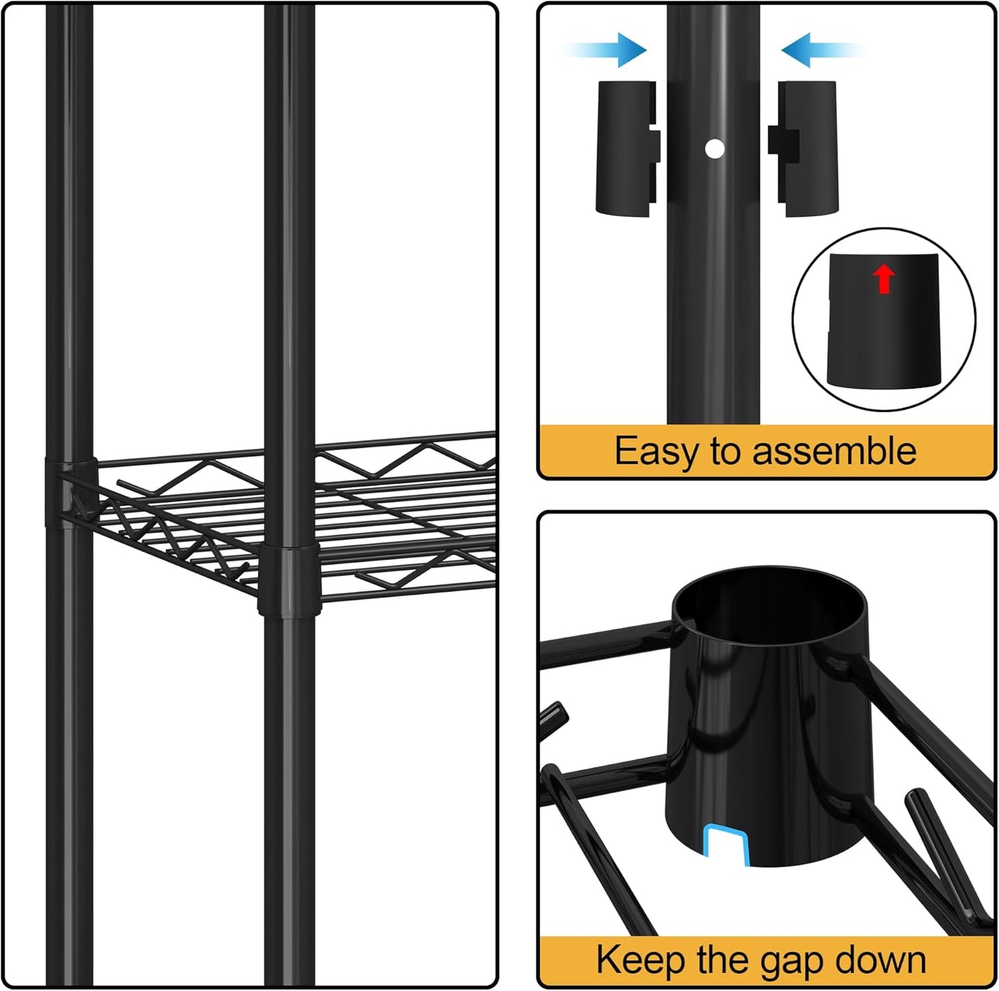5-Wire 16.5" 11.4" 47" HOMEFORT Storage Shelves, Shelving, Metal Shelving Unit,Small Wire Shlving Rack for Kitchen
