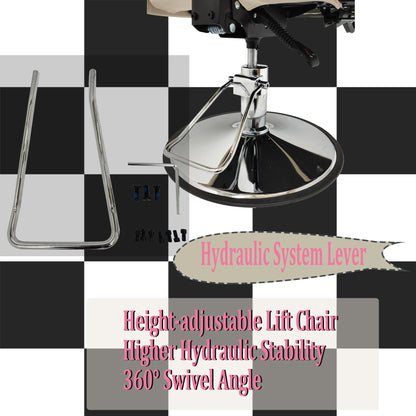 INTSUPERMAI Facial Beauty Salon Chair, 360° Rotation Angle, Max Load 440lbs, Hydraulics Tattoo Chair, Sitting and Reclining, White