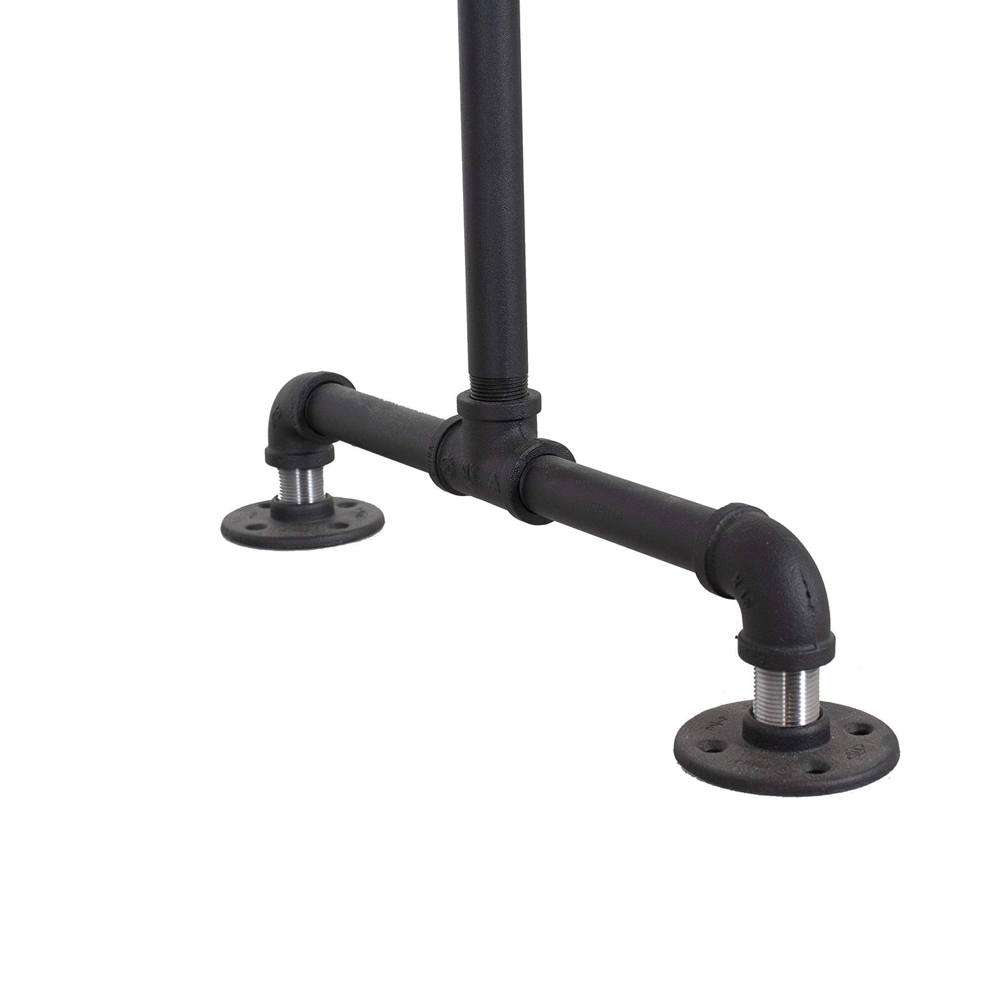 William Roberts Vintage Industrial Pipe Clothing Rack with Solid Wood Top Shelf, Black, 43" W x 64" H x 17" D