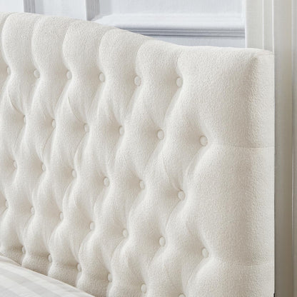 24KF Boucle Upholstered Tufted Button King Headboard and Comfortable Fashional Padded King/California King Size headboard,6025-K-Boucle-Ivory