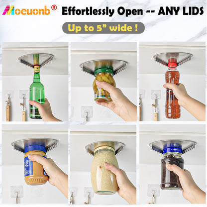 latest Under Cabinet Jar Opener for Seniors, Stainless Steel Jar Opener for Weak Hands, Jar Lid & Bottle Cap Opener Tool, Under Counter Can Opener, One Handed Jar opener