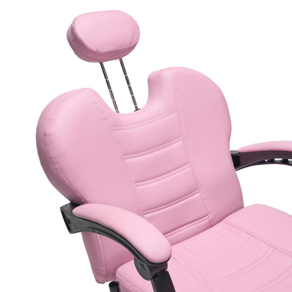 KEIKI Reclining Barber Chair for Barbershop, 90°-150° Adjustable Salon Styling Chair with Heavy Duty Hydraulic Pump, 360° Swivel PU Leather Hair Stylist Chair with Headrest & Footrest, Pink