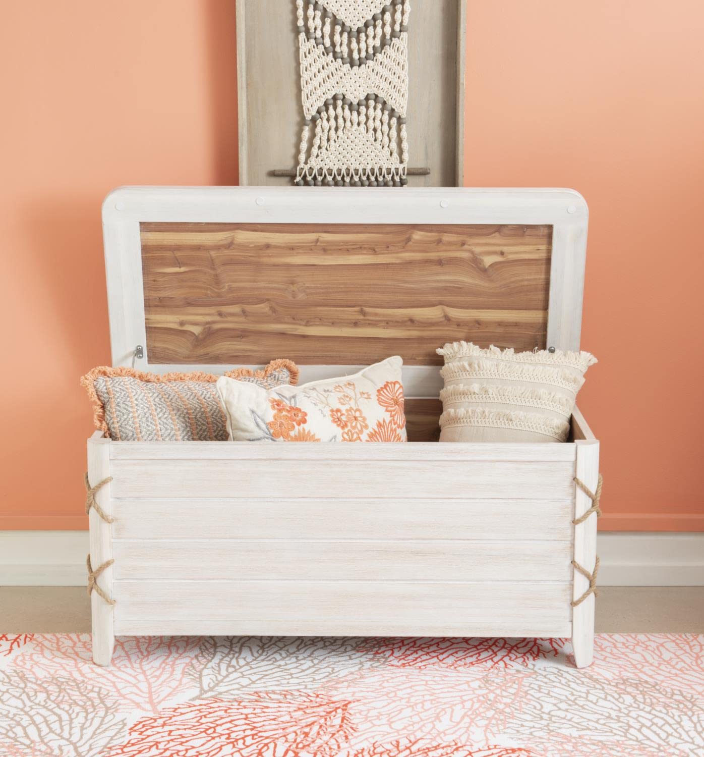 Linon Brosnan Rope Cedar Chest White