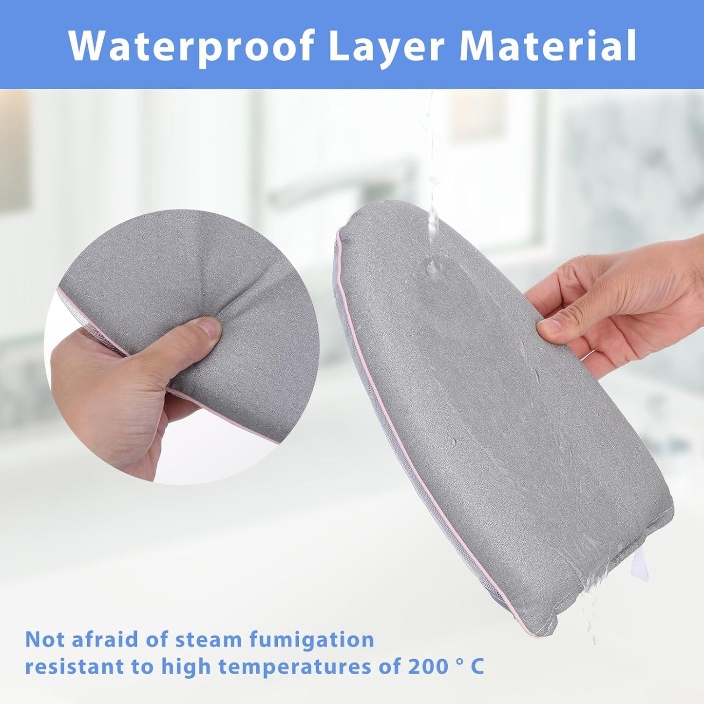 Garment Steamer Ironing Gloves with Finger Loop, Heat Resistant Waterproof Mitt for Clothes (grey)